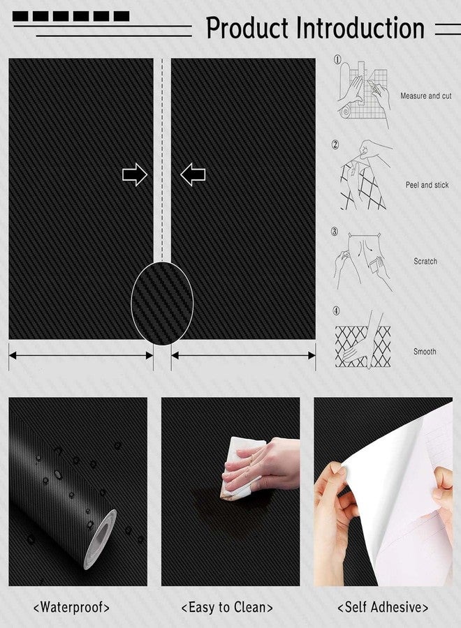 SUNBIRD Black Wallpaper Peel and Stick Wallpaper 3D Vinyl Wallpaper Self Adhesive Wall Paper Removable Textured Wall Paper Dark Black Contact Paper for Bedroom Tabletop Cabinets (30 x 100 cm) - Image 5